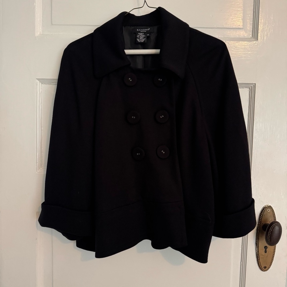 Sandro Sportswear Black Crop Swing Jacket